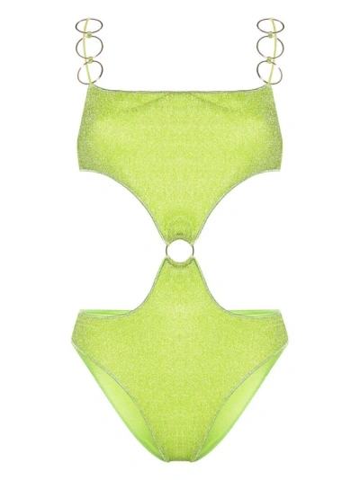 Oseree `lumiere Ring Cut Out Maillot` One-piece Swimsuit In Green