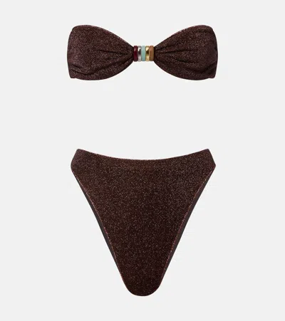 Oseree Oséree Lumière Ring-detail Bikini In Brown