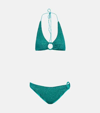 Oseree Oséree Lumière Ring Metallic Bikini In Blue