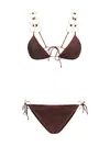 Oseree Lumiere Ring Micro Bikini Set In Brown