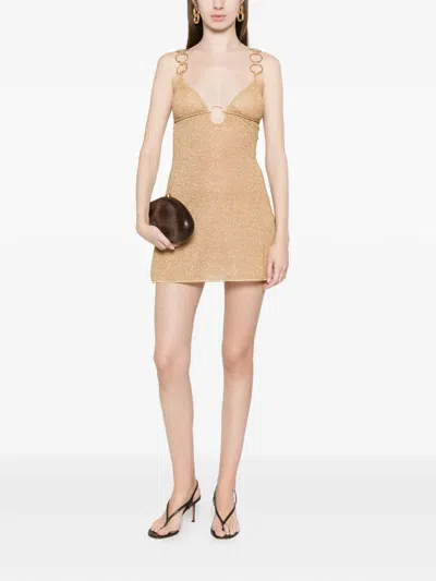 Oseree Lumiere Ring Mini Dress In Gold