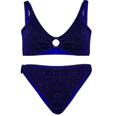 Oseree Lumiere Ring Sporty '90 Bottom Bikini Set Blue