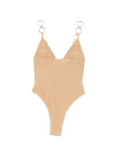 Oseree Lumiere Ring Triangle Swimsuit In Brown