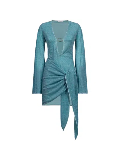 Oseree Lumiére Ring-detail Knotted Mini Dress In Blau