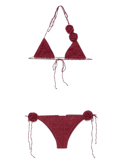 Oseree Lumière Rose Bikini Set In Red