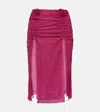 Oseree Oséree Lumière Rose Ruched Midi Skirt In Pink