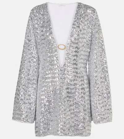 Oseree Oséree Lumière O Sequined Beach Cover-up In Silver
