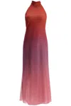 Oseree Lumière Ombrè Metallic Stretch-knit Halterneck Maxi Dress In Red