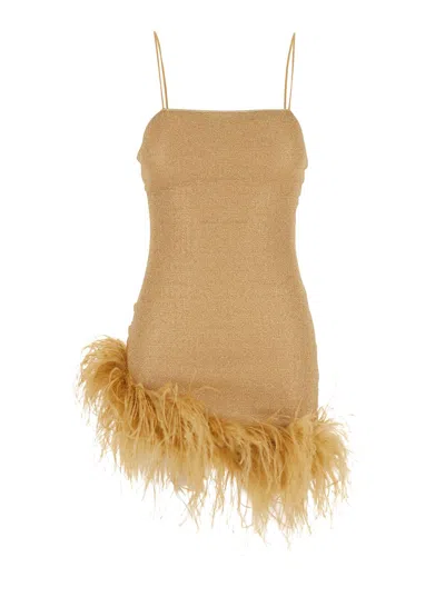 Oseree Lumiere Shade Plumage Mini Dress In Neutral