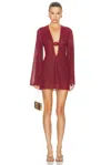 Oseree Lumiere Shell Kaftan Dress In Burgundy