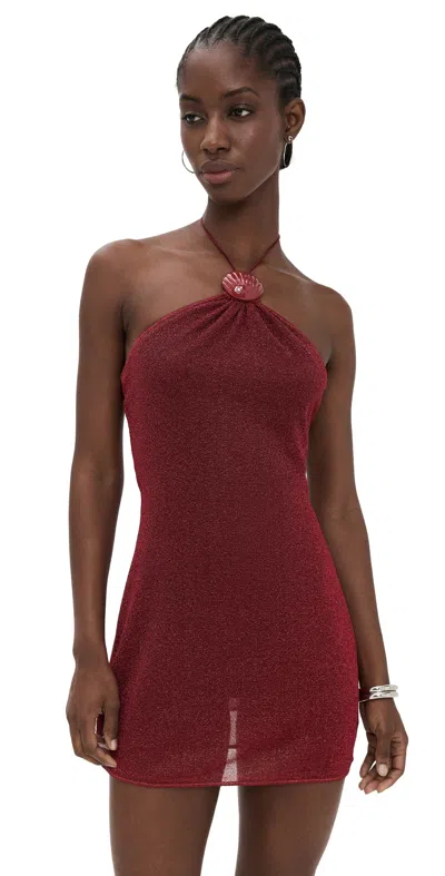 Oseree Lumiere Shell Necklace Dress Burgundy
