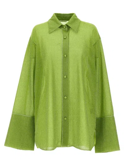 Oseree Oséree Lumiere Lurex Button-up Shirt In Green