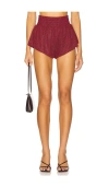 Oseree Womens Burgundy Lumiere Metallic Woven Shorts In Burgundy
