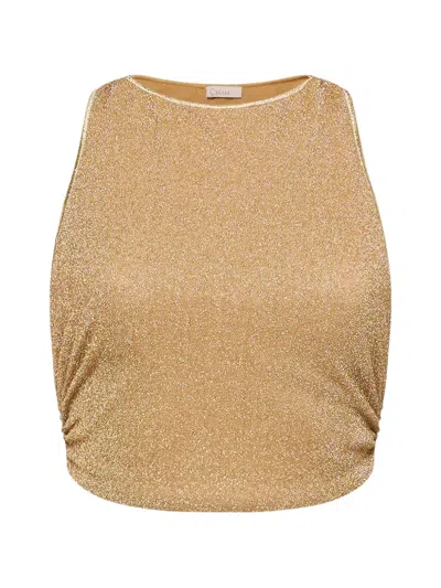 Oseree Lumière Sleeveless Top In Brown