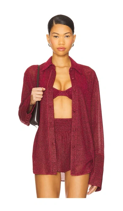 Oseree Lumiere Sleeves Shirt In Burgundy