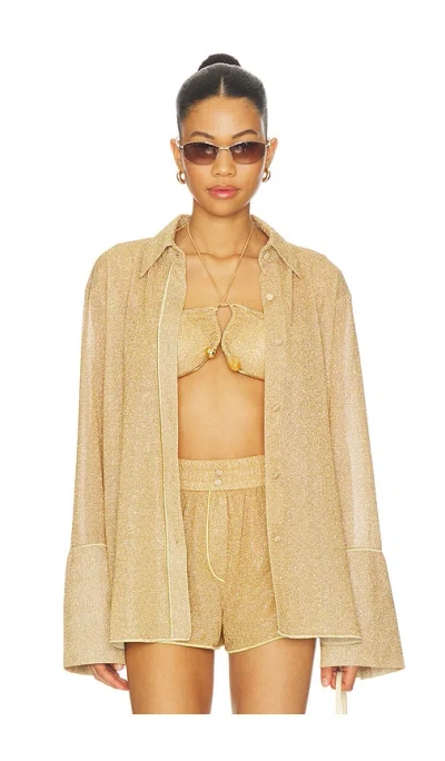 Oseree Lumiere Sleeves Shirt In Gold