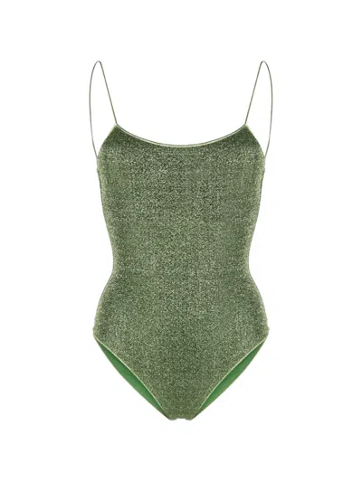 Oseree Lumière Spaghetti-strap Swimsuit In Green
