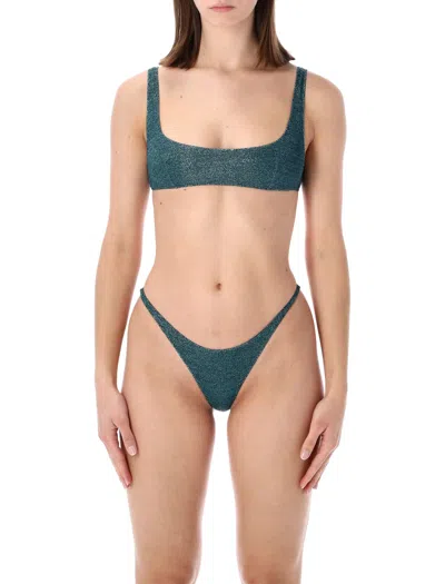 Oseree Lumiere One Piece Swimsuit High Cut In Gray