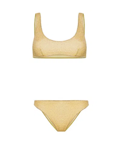 Oseree Lumière Sporty Lurex Bikini In Nude