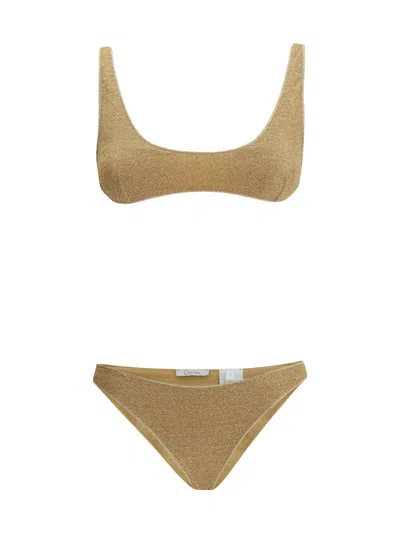 Oseree Gold Polyamide One-piece Swimsuit In Brown