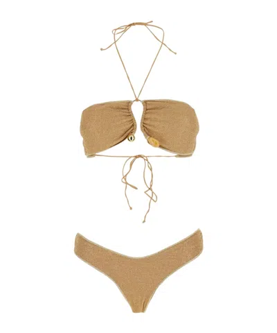 Oseree Oséree Lumiere Stones Bikini Set Beachwear In Brown