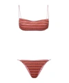 Oseree Oséree Lumière Striped Bikini In Brown