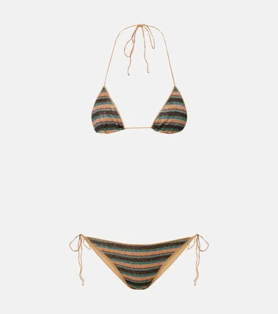 Oseree Oséree Lumière Striped Bikini In Multi