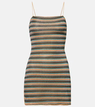Oseree Oséree Lumière Striped Minidress In Brown