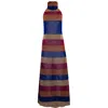 Oseree Lumiere Striped Turtle Neck Dress Multicolor In Brown