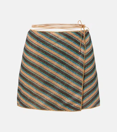 Oseree Oséree Lumière Striped Wrap Skirt In Multi