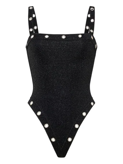 Oseree Lumière Studded Swimsuit In Black