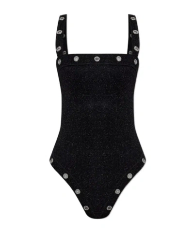 Oseree Lumière Studded Swimsuit In Black