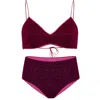 Oseree Lumiere Triangle Top &amp; High Waisted Pant Dark Fuchsia In Burgundy