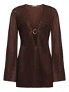 Oseree Lumière V-neck Mini Dress In Brown