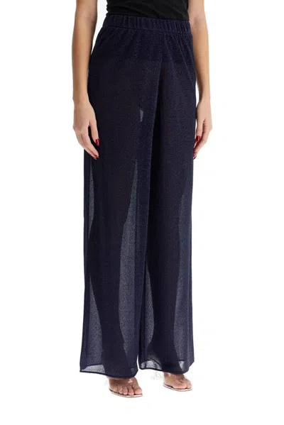 Oseree Trousers Straight Leg Elastic Waistband In Blue