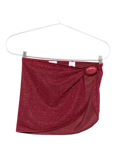 Oseree Lumière Wrap Skirt In Burgundy