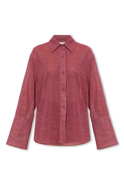 Oseree Lumi Collared Button-up Shirt In Red