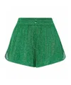 Oseree Lumière Metallic-threading Shorts In Green
