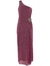 Oseree Lumiere One-shoulder Cut-out Woven Maxi Dress In Red