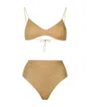 Oseree Womens Gold Lumière Metallic High-rise Bikini Set L In Nude