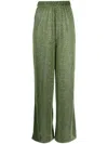 Oseree Lurex-detail High-waisted Trousers In Green