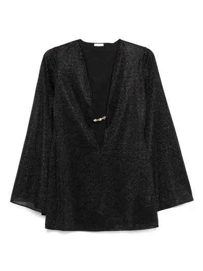 Oseree Lurex-detail Mini Dress In Black