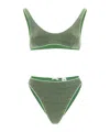 Oseree Lurex-detail Two-piece Bikini Set In Green