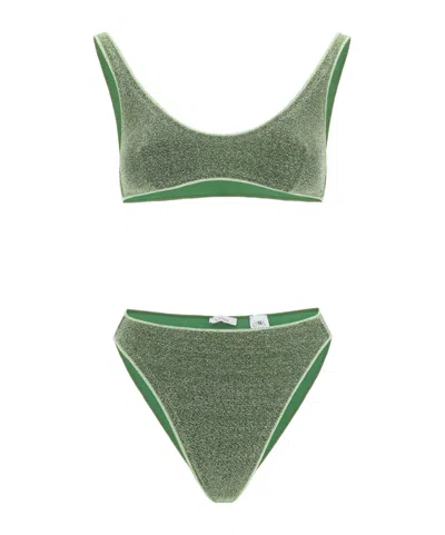 Oseree Lurex-detail Two-piece Bikini Set In Green