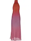 Oseree 'lumiere' Pink Dress With Halterneck And Side Single Slit In Multicolour