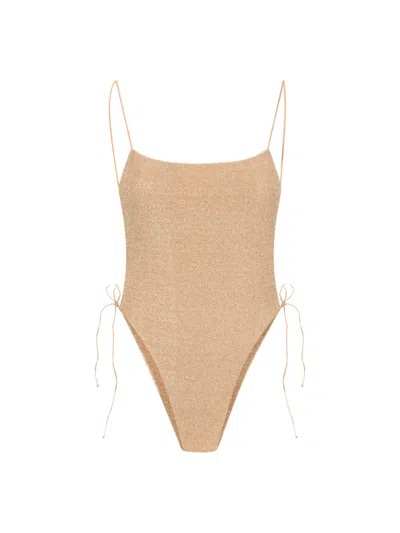 Oseree Lurex Metallic Dress For Women In Gold
