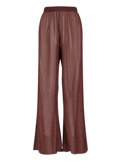 Oseree Lurex Metallic Slim Trousers For Women In Brown