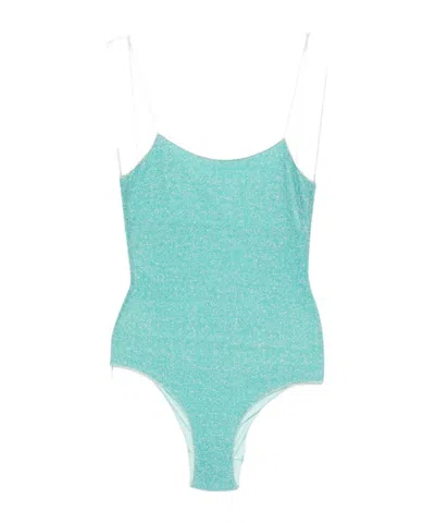 Oseree Lurex One-piece Swimsuit In Green