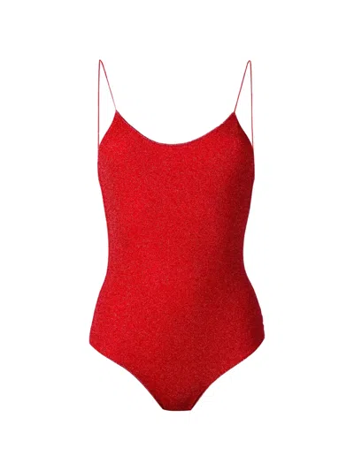 Oseree Lurex Swimsuit In Red