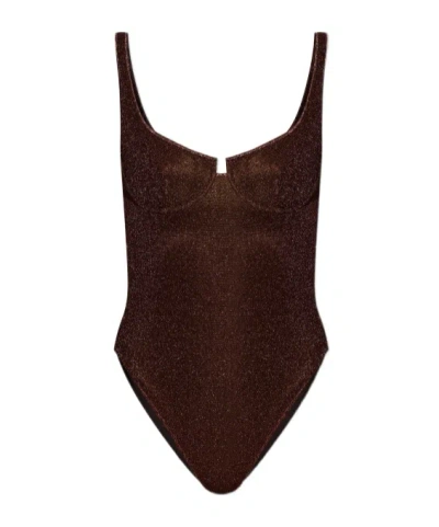 Oseree Square-neck Swimsuit In Brown